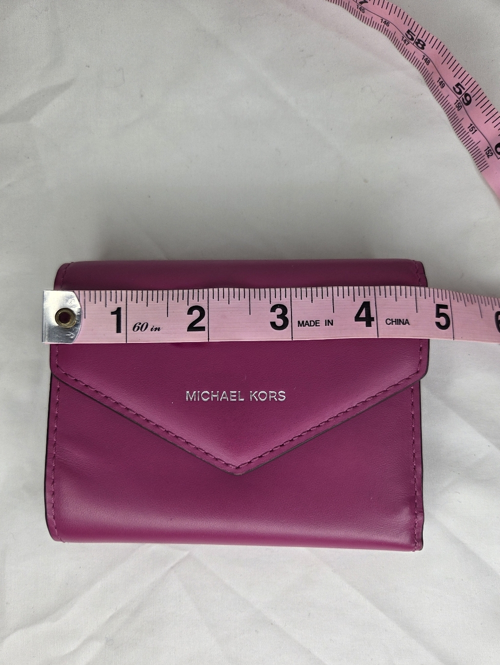 Michael Kors Women's Fuchsia Leather Trifold Envelope Wallet - Picture 13 of 13